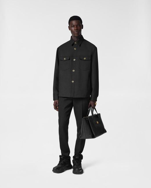 Versace Black Cavalry Wool Overshirt for men