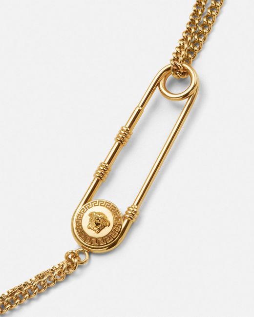 Versace Metallic Safety Pin Necklace