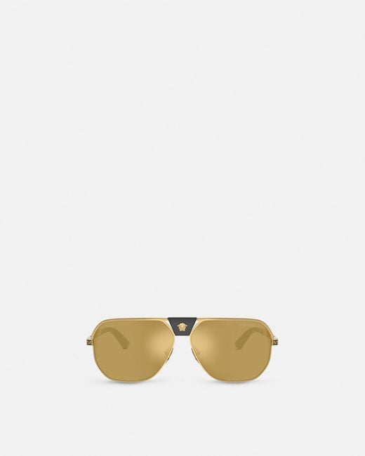 Versace Natural Greca Flow Navigator Sunglasses for men