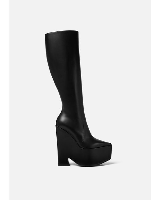 Versace Tempest Knee-high Platform Boots in Black | Lyst