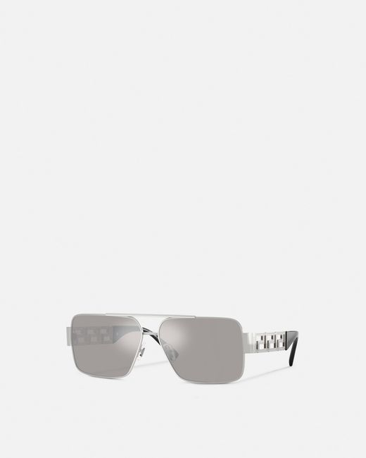 Versace White Greca Navigator Sunglasses for men