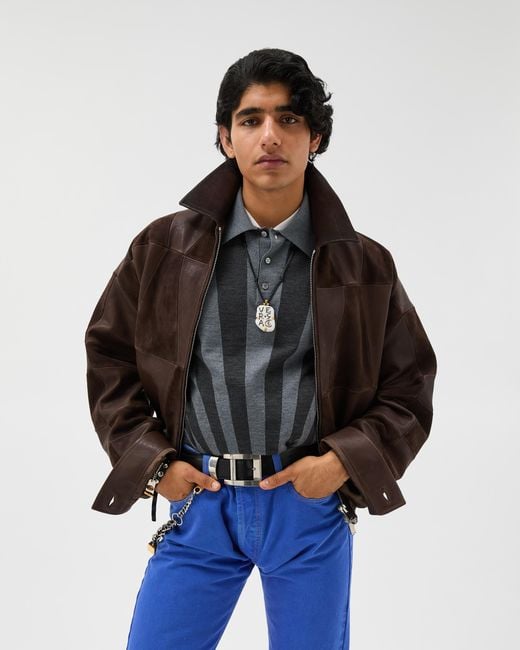 Versace Brown Leather Blouson for men