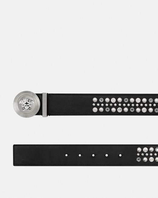 Versace White Medusa Biggie Embellished Belt 1.6" for men