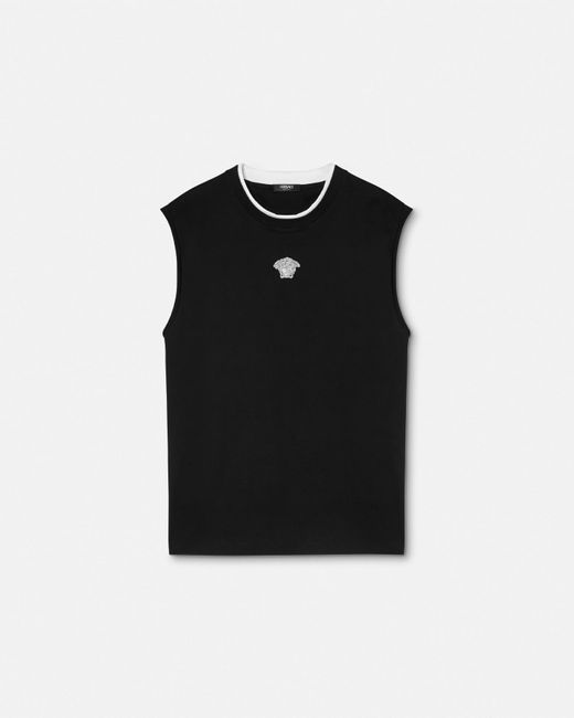 Versace Black Medusa-Embroidered Tank Top for men