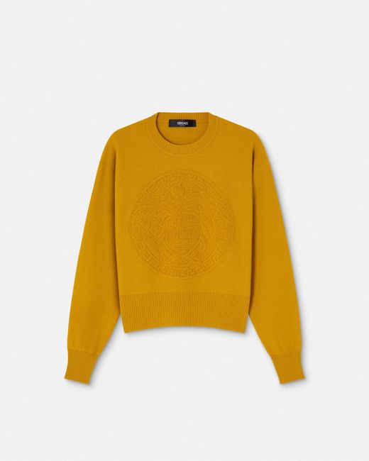 Versace Yellow Cashmere-Blend Medusa Knit Sweater
