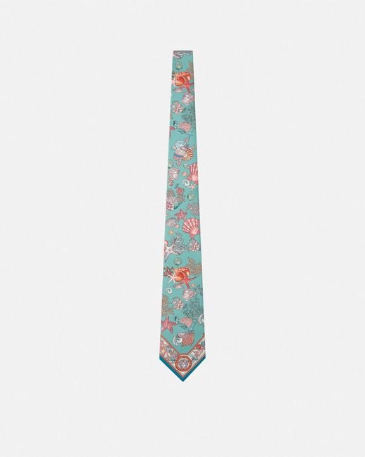 Versace Blue Coral Theatre Silk Tie for men