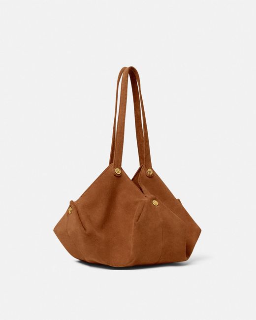 Sac Porté Épaule En Daim Protea Versace en coloris Brown