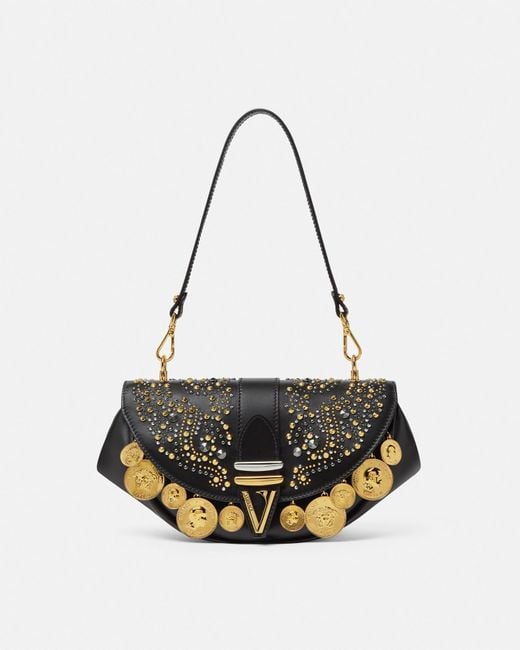 Versace White Studded Coin Virtus Shoulder Bag
