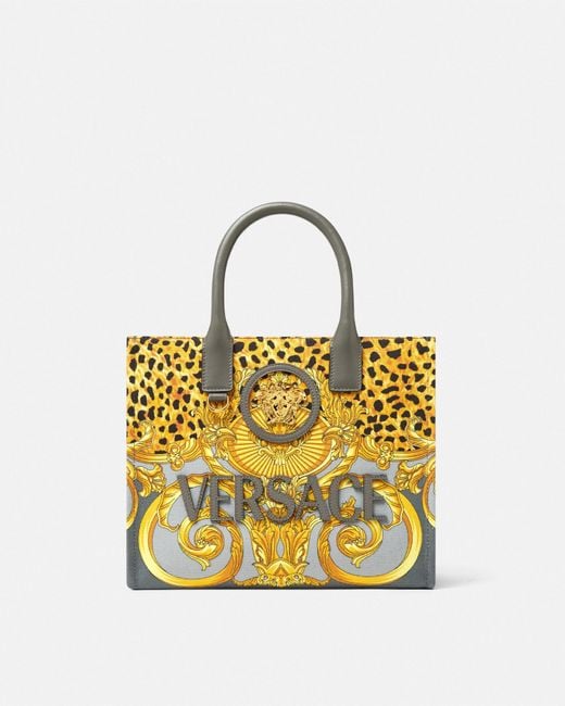 Versace Metallic Cheetah Foulard La Medusa Small Tote Bag
