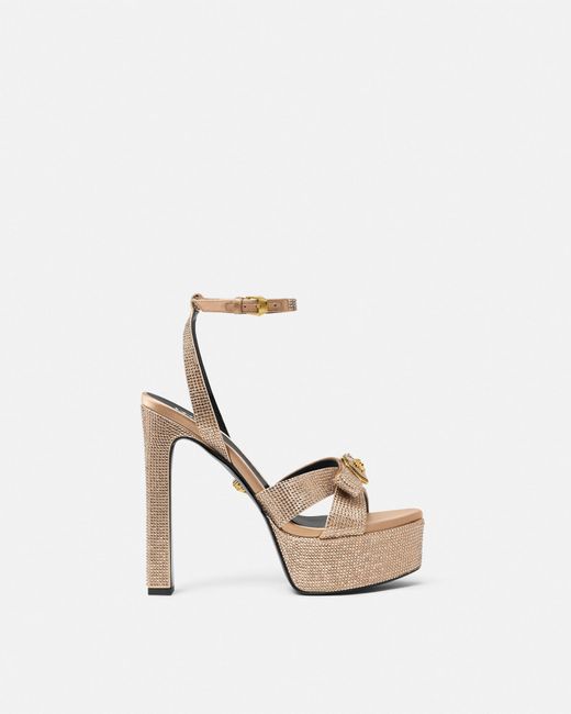 Gianni Ribbon Sandalias Con Cristales 140 Mm Versace de color White