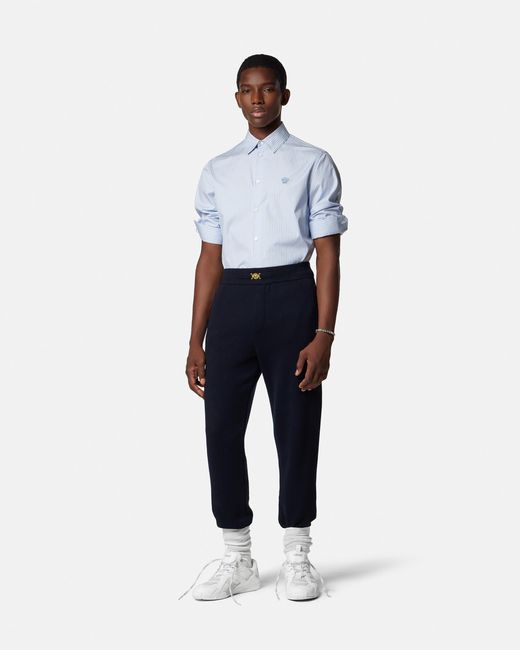 Versace Blue Cashmere-Cotton Knit Sweatpants for men