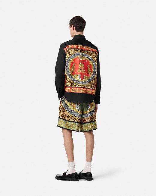 Camicia Wild Cats di Versace in Black da Uomo
