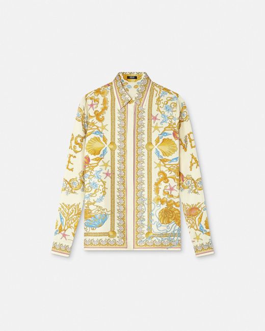 Versace Metallic Underwater Barocco Silk Shirt
