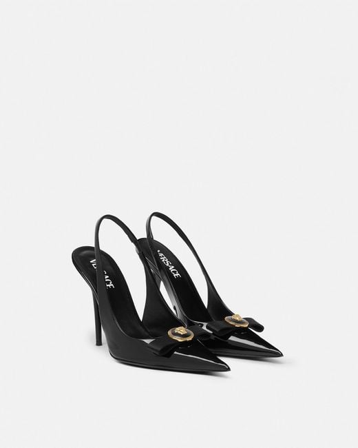 Versace White Gianni Ribbon Patent Slingbacks 110 Mm