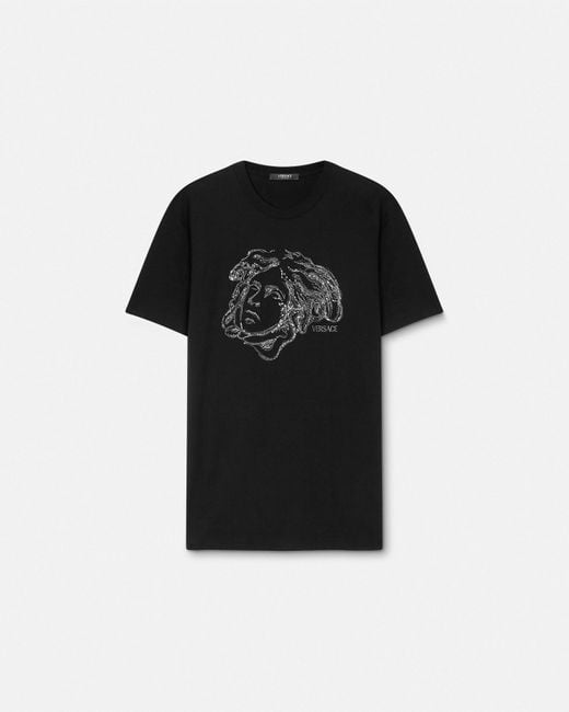 Versace Medusa Study T-Shirt Mit Kristallstickerei in Black für Herren