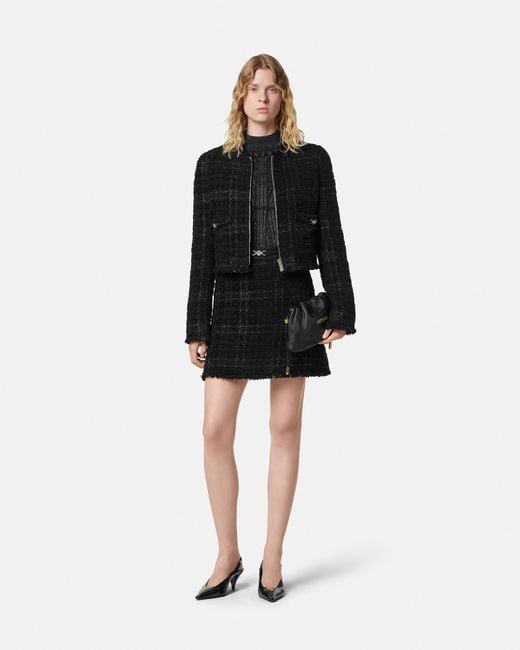 Versace Black Tweed Cotton Mini Skirt