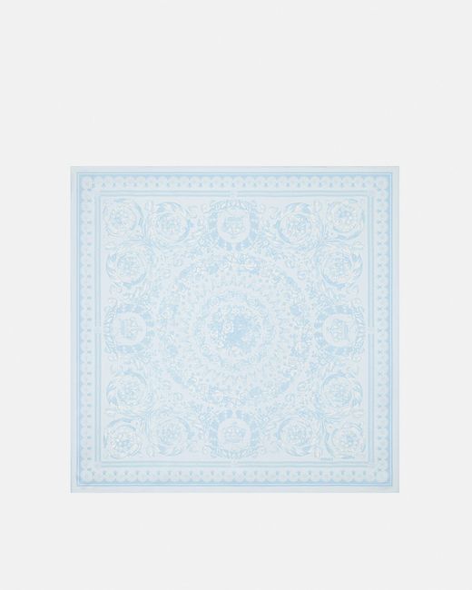 Versace Blue Barocco Large Silk Foulard 90 Cm