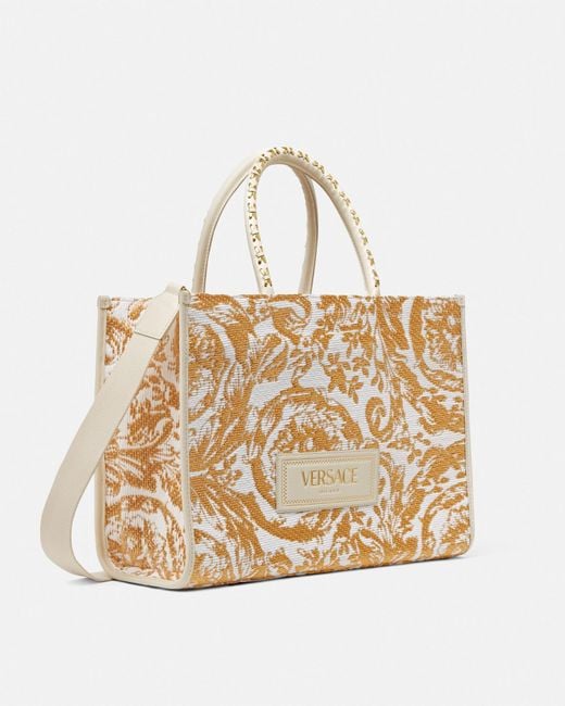 Versace Natural Barocco Athena Raffia Medium Tote Bag