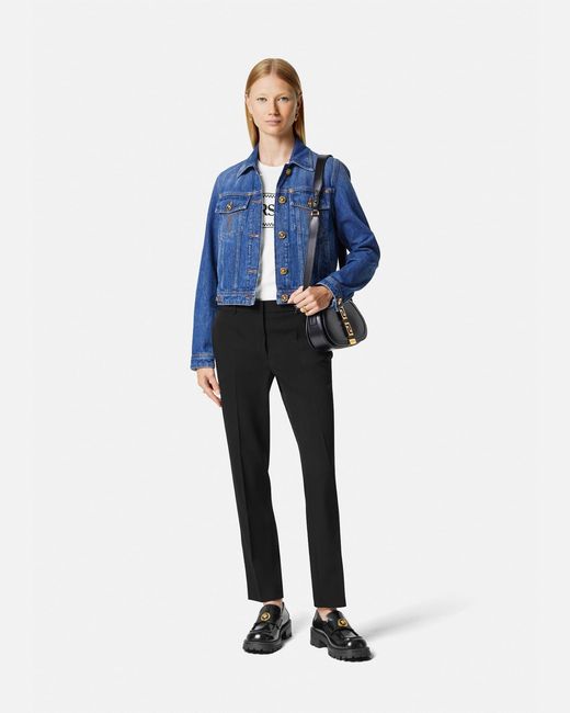 Versace Black Pantalon En Laine Mélangée Medusa '95
