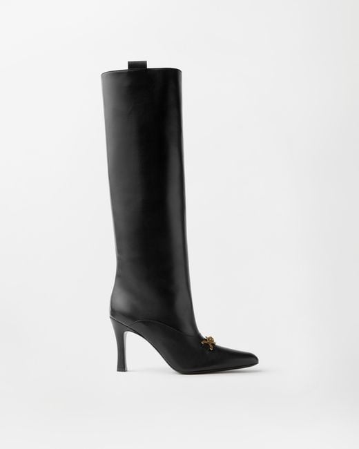 Versace Black Marisa Leather Boots 90 Mm