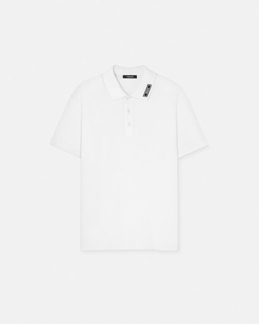 Versace White 90s Vintage Logo Polo Shirt for men