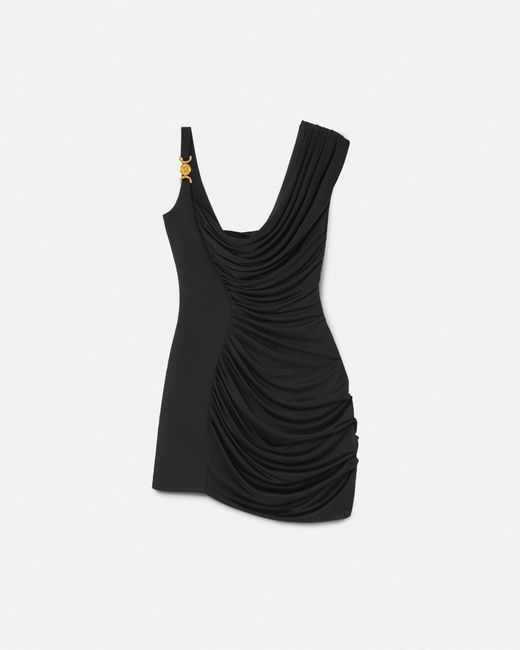 Versace Black Medusa '95 Draped Mini Dress