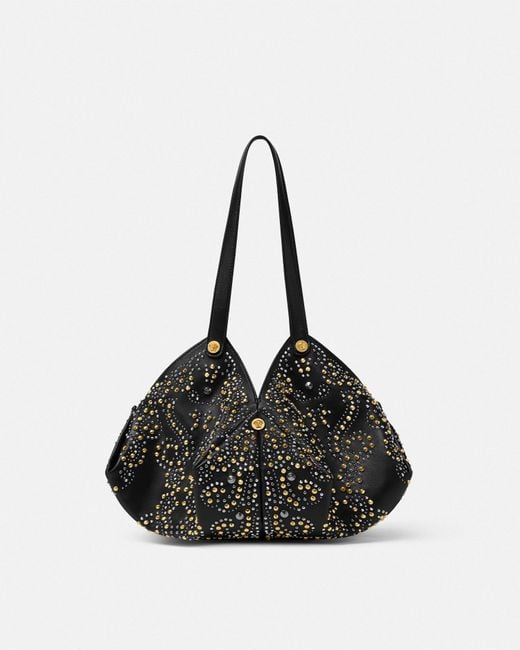Versace Black Studded Protea Shoulder Bag