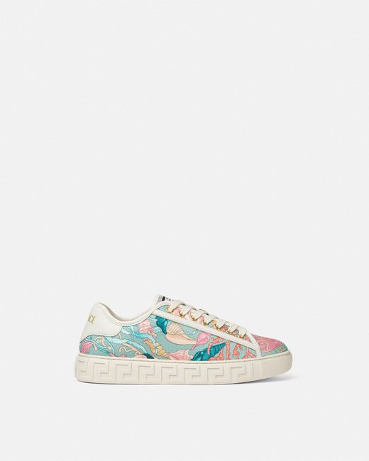 Versace White Underwater Barocco Greca Sneakers