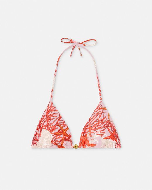 Versace Red Barocco Sea Bikini Top