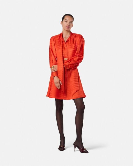 Minivestido Lavallière V Allover De Jacquard Versace de color Red