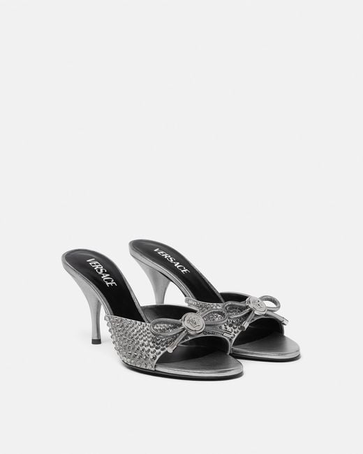 Versace White Opera Bow Embellished Mules 85 Mm