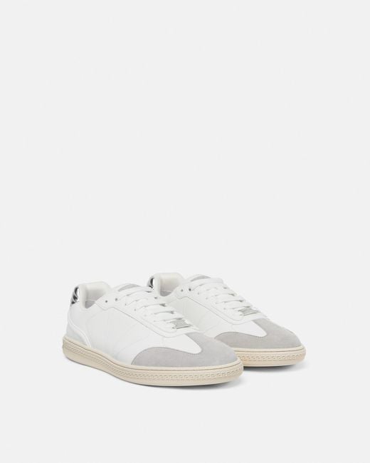 Versace White Greca Court Sneakers for men