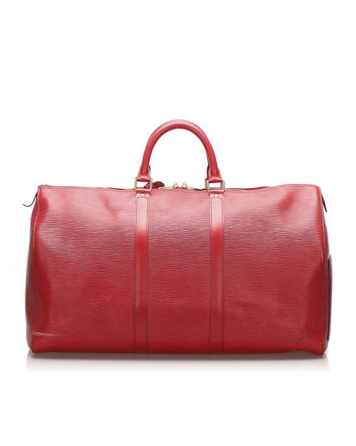 Louis Vuitton Keepall Leather 48h Bag in Red - Lyst