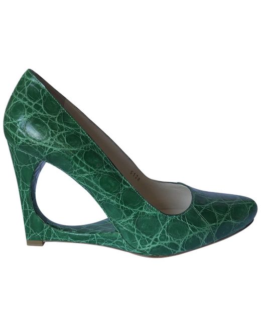 green crocodile heels
