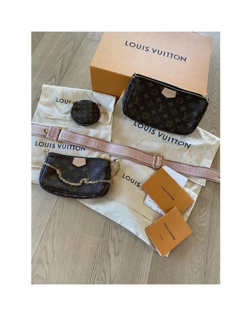 Multi Pochette Accessoires Cloth Crossbody Bag Brown