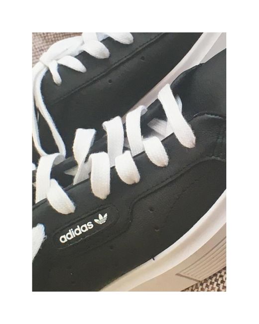 adidas black leather trainers