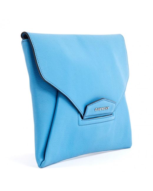 Lyst - Givenchy Antigona Blue Leather Clutch Bag in Blue