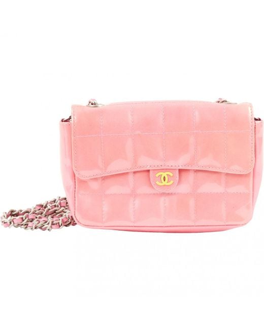 Lyst Chanel Pre Owned Timeless Pink Patent Leather Handbag In Chanel Pre Owned Timeless Pink Patent Leather Handbag Lyst
