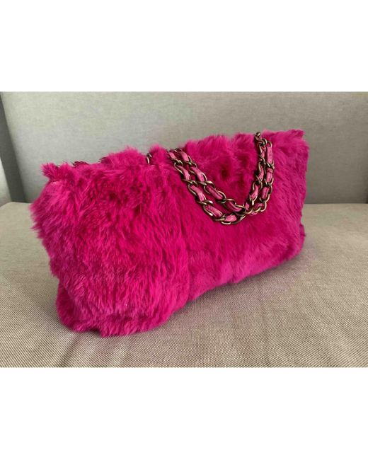 pink faux fur handbag