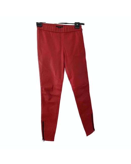 Louis Vuitton Leather leggings in Red - Lyst