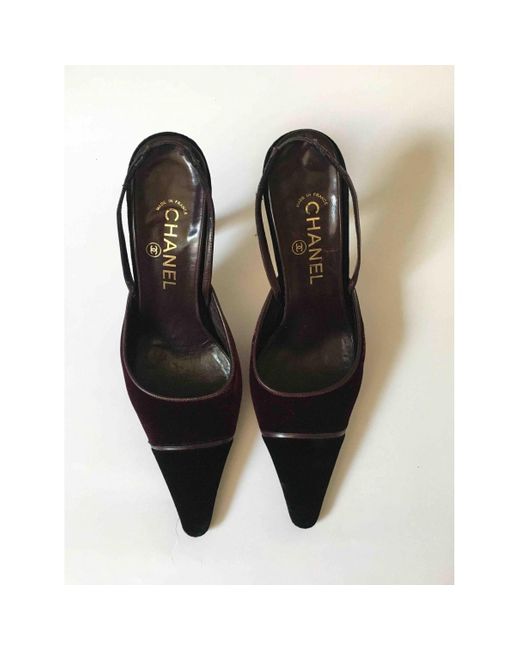 chanel velvet slingback