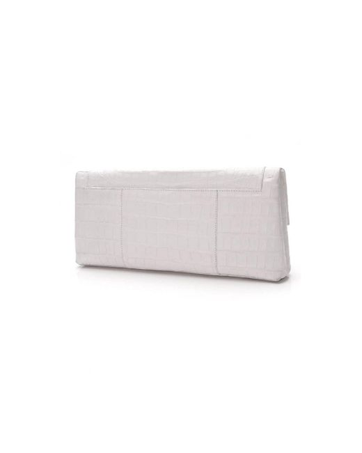 white croc clutch bag