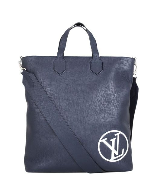 Lyst - Louis Vuitton Blue Leather Bag in Blue for Men