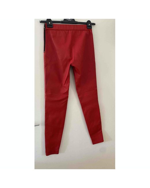 Louis Vuitton Leather leggings in Red - Lyst