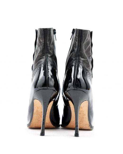 Manolo Blahnik Black Leather Boots - Lyst