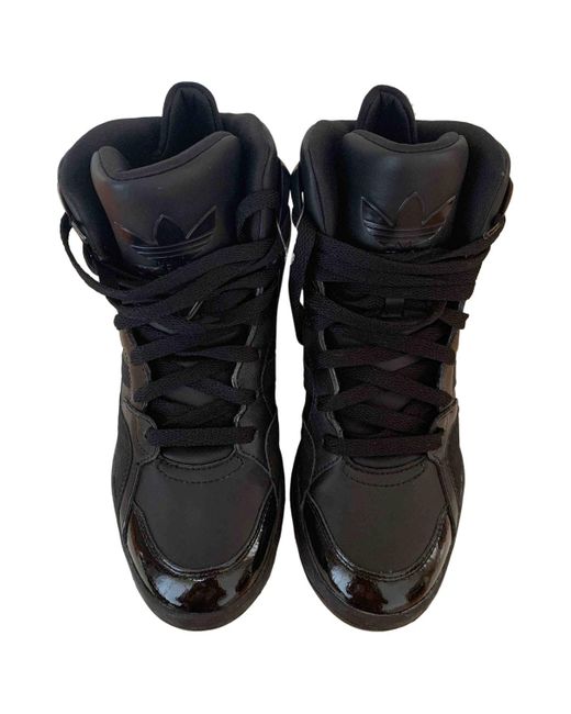 adidas black leather trainers