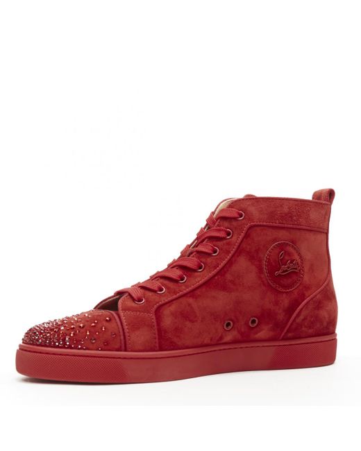 Christian Louboutin Suede High Trainers in Red for Men - Lyst