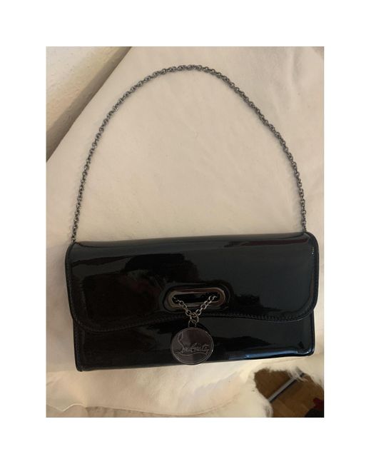 louboutin black patent clutch bag