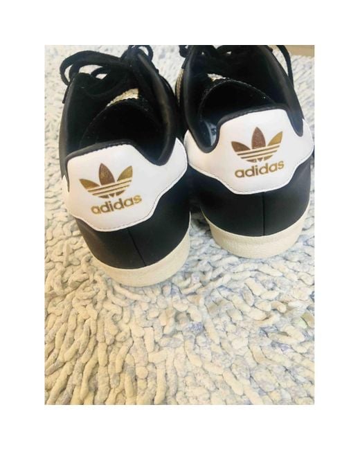 adidas black leather trainers mens