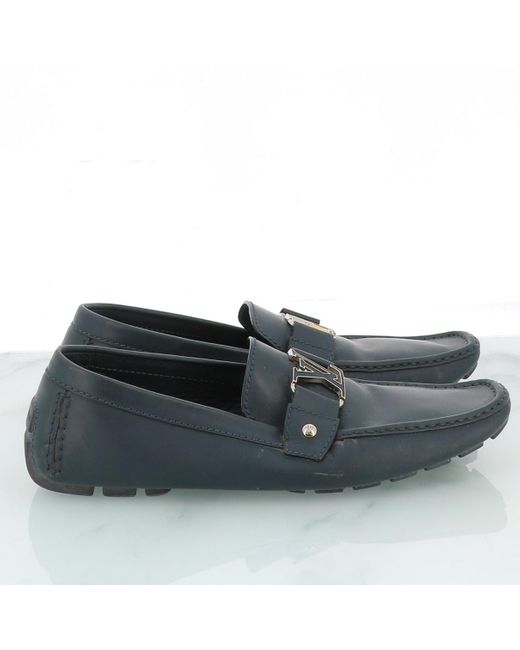 Louis Vuitton Monte Carlo Navy Leather Flats in Blue for Men - Lyst